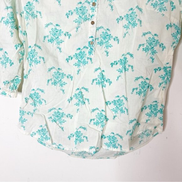 Scotch & Soda Women's Floral Blouse 3/4 length sleeve Button front Cream Size XS - Picture 4 of 11